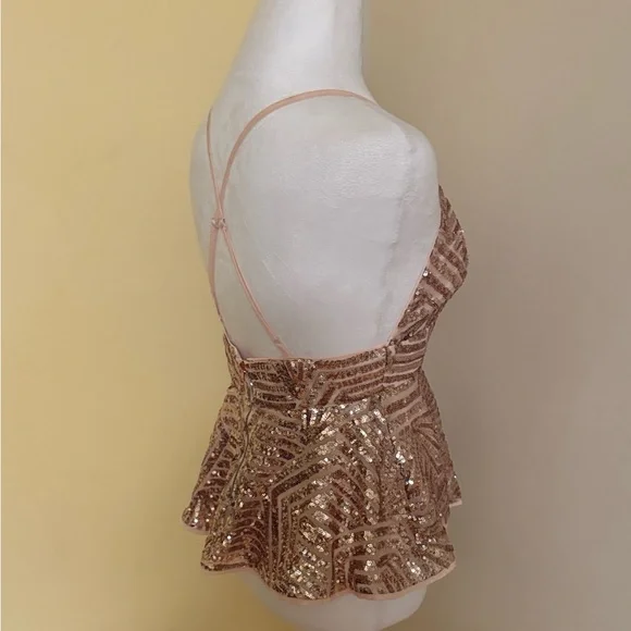 Forever 21 Sequin Halter Crop Top - Pink Gold - Picture 4 of 7